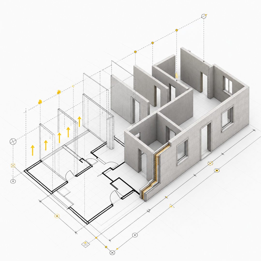 Iniciando con Revit: El proceso de levantar paredes, eficiencia y precisión en la construcción.